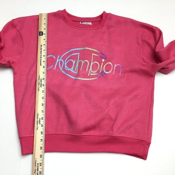 Champion Women's Pink Logo Sweatshirt Pullover Crew Neck size Large - Picture 4 of 9